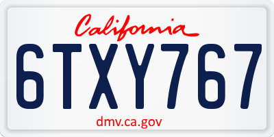 CA license plate 6TXY767