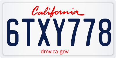 CA license plate 6TXY778