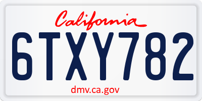 CA license plate 6TXY782