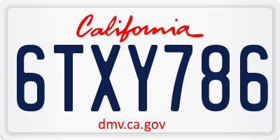 CA license plate 6TXY786