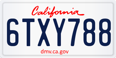 CA license plate 6TXY788