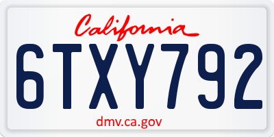 CA license plate 6TXY792