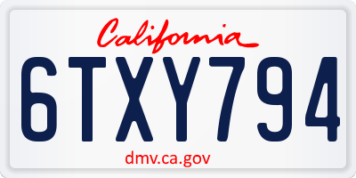 CA license plate 6TXY794
