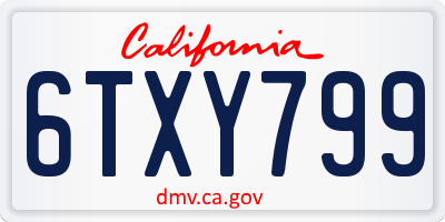 CA license plate 6TXY799