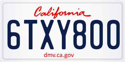 CA license plate 6TXY800