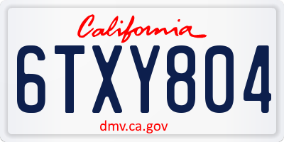 CA license plate 6TXY804