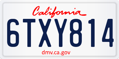 CA license plate 6TXY814