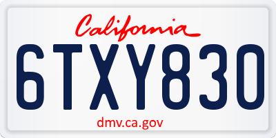CA license plate 6TXY830