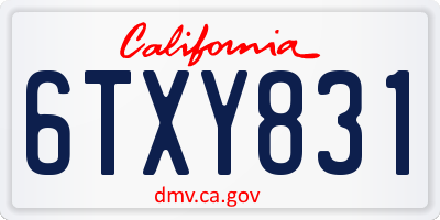 CA license plate 6TXY831