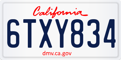 CA license plate 6TXY834