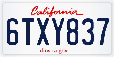CA license plate 6TXY837