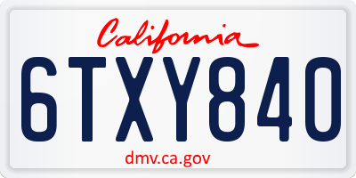 CA license plate 6TXY840