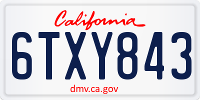 CA license plate 6TXY843