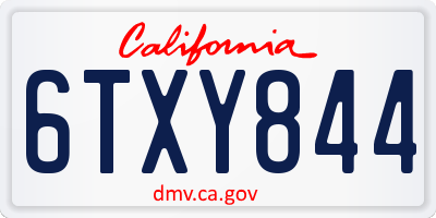 CA license plate 6TXY844