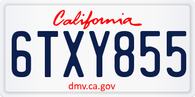 CA license plate 6TXY855