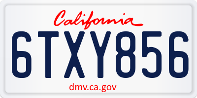 CA license plate 6TXY856
