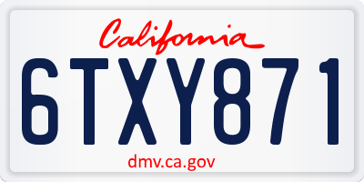 CA license plate 6TXY871