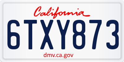 CA license plate 6TXY873