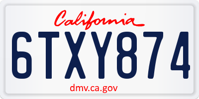 CA license plate 6TXY874