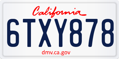 CA license plate 6TXY878