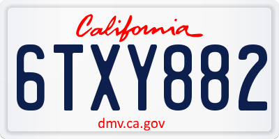 CA license plate 6TXY882