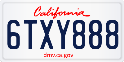CA license plate 6TXY888