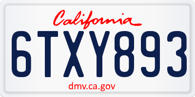 CA license plate 6TXY893