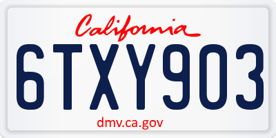 CA license plate 6TXY903