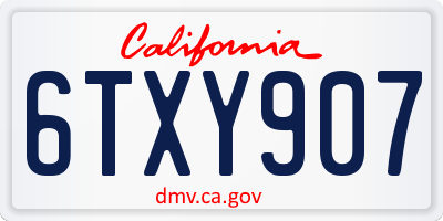 CA license plate 6TXY907