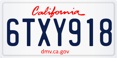 CA license plate 6TXY918