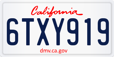 CA license plate 6TXY919