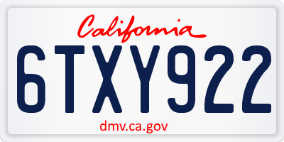CA license plate 6TXY922