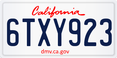 CA license plate 6TXY923