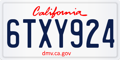 CA license plate 6TXY924