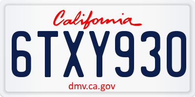 CA license plate 6TXY930