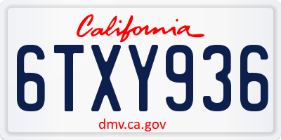CA license plate 6TXY936