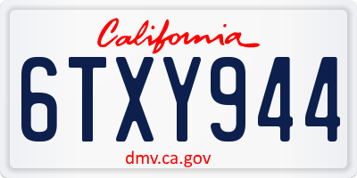 CA license plate 6TXY944
