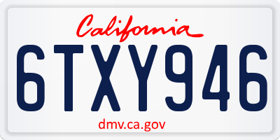 CA license plate 6TXY946