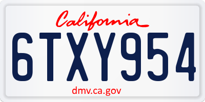 CA license plate 6TXY954