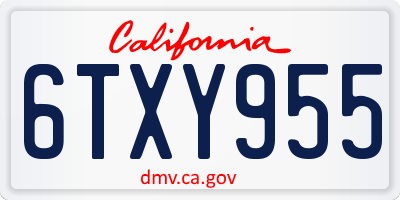 CA license plate 6TXY955