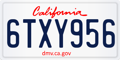 CA license plate 6TXY956