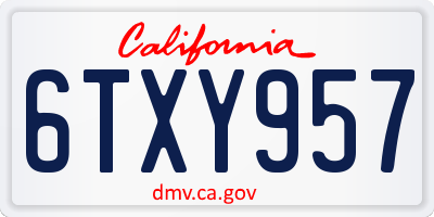 CA license plate 6TXY957