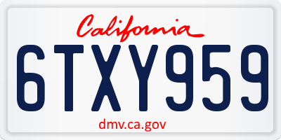 CA license plate 6TXY959