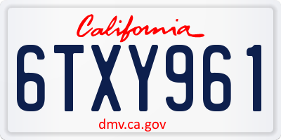 CA license plate 6TXY961