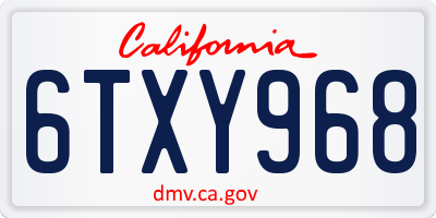 CA license plate 6TXY968