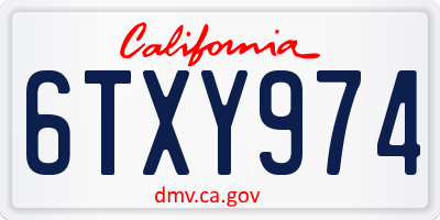 CA license plate 6TXY974