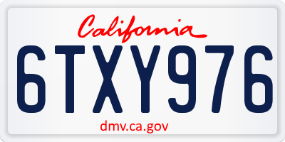 CA license plate 6TXY976