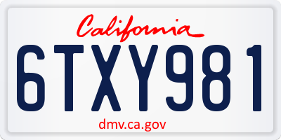 CA license plate 6TXY981