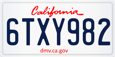 CA license plate 6TXY982