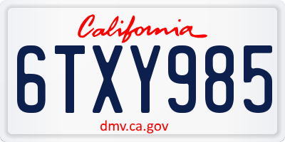 CA license plate 6TXY985